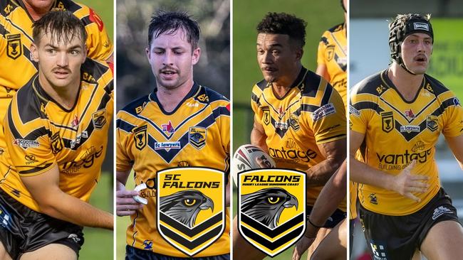 Sunshine Coast Falcons 2025 eligible local draft players. Pictures: Phil Bradeley, Nicola Anne.
