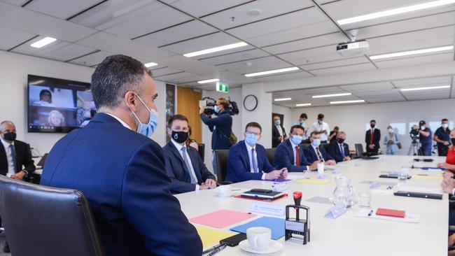 Premier Peter Malinauskas chairing the first cabinet meeting of the new Labor Government. Picture: NCA NewsWire / Brenton Edwards