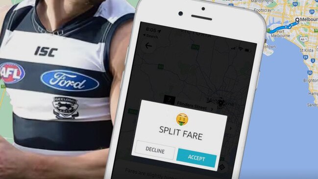 Which Cats player was sent packing after asking his date to pay for his Uber back to Geelong?