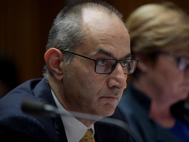 CANBERRA, AUSTRALIA - FEBRUARY 18: The secretary of the home affairs department, Mike Pezzullo is questioned during Senate Estimates at Parliament House on February 18, 2019 in Canberra, Australia. The Department of Home Affairs have been asked about the $423 million contract awarded to a company called Paladin to provide security on Manus Island. (Photo by Tracey Nearmy/Getty Images)