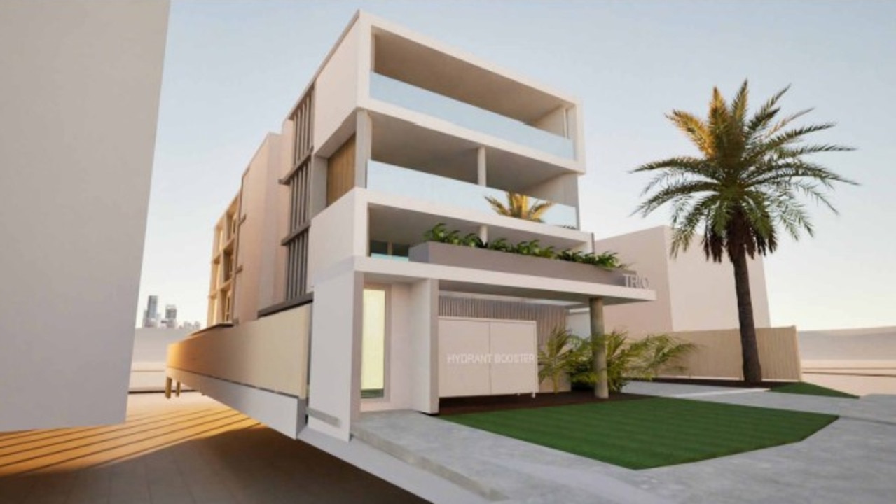 An artist’s render of the proposed apartment complex for 16 Wright St, Maroochydore. Photo: NS Dev