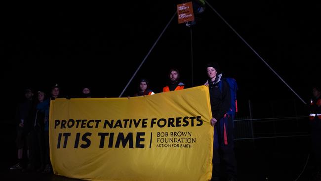 Four of the protesters have been arrested. Picture: Bob Brown Foundation