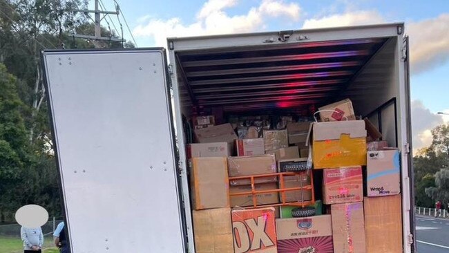 Police seize 1.6 million black market cigarettes, worth an estimated $2.5 million, outside Dubbo last month. Picture: NSW Police