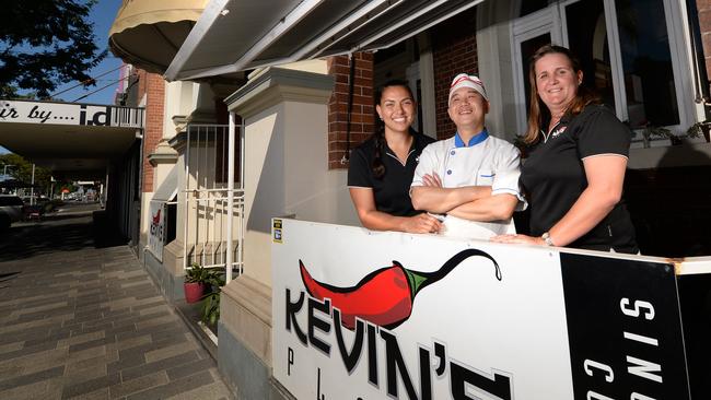 Nadine Ah Wang, Bin Li and Kelly Ah Wang at Kevins Place, the former restaurant along the corner of Victoria and Wood St in Mackay.