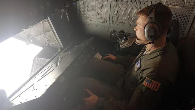 Technical Sergeant Adam Sigman, the KC-10’s boom operator. Picture: Jodie Munro O'Brien