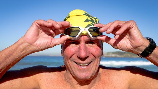 Cyril Baldock, just before he became the oldest man to swim the English Channel in 2014. The Bondi local has been honoured with an Order of the Medal of Australia for 2020.