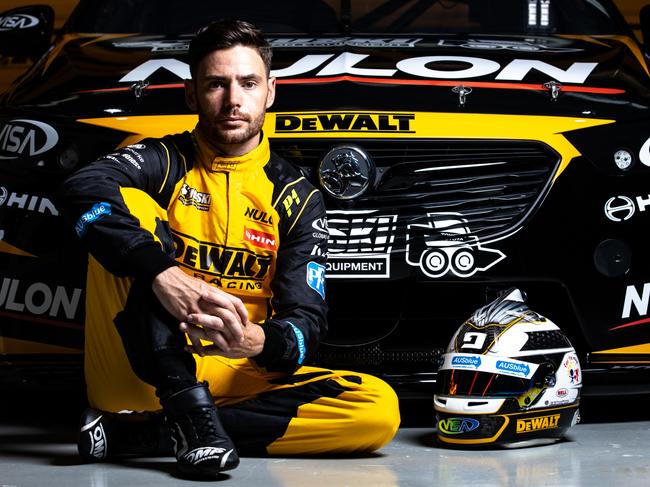 Team 18 Supercars driver Scott Pye with the DeWalt Racing commodore he will race at the 2020 Superloop Adelaide 500. Picture: Andrew Pearson