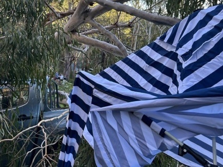 The woman was pinned for more than 30 minutes after a large gum tree fell on her Southern Downs National Park campsite. Picture: LifeFlight Media