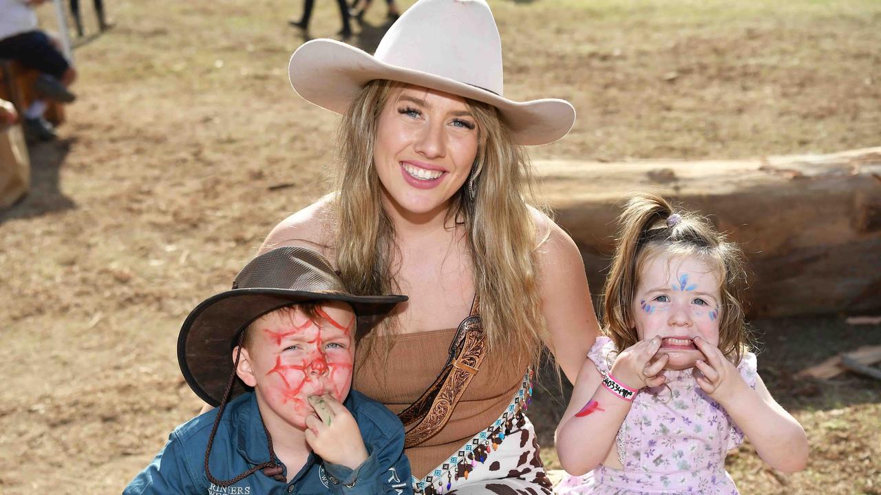 Olivia, Sherradan and Emelia-Rae Thomas at the 2023 Gympie Music Muster. Picture: Patrick Woods.