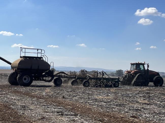 Andrew Dumaresq of Gregadoo Park, Forest Hill in southern NSW has started sowing winter wheat after finishing canola. Picture: Nikki Reynolds