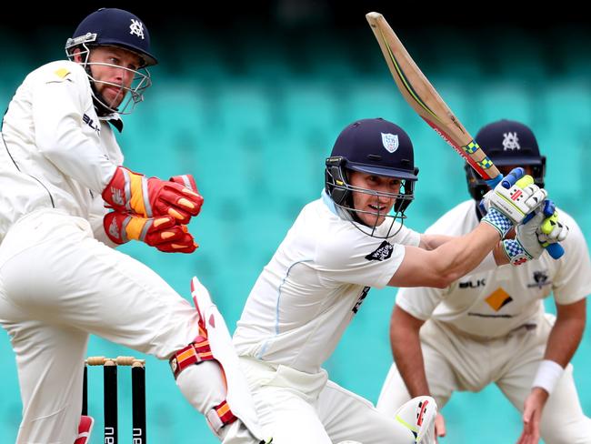 Wade keeps wicket while Peter Nevill bats for NSW. Picture: Gregg Porteous