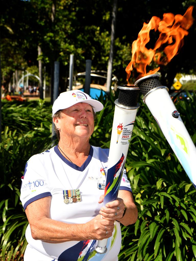 Legacy Centenary Torch Relay and community day at Jezzine Barracks. Torch bearer Helen Moloney. Picture: Evan Morgan