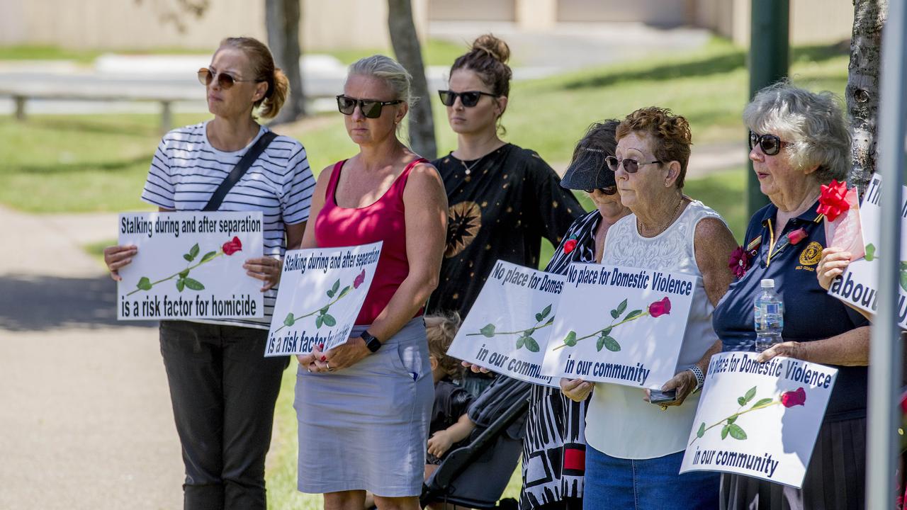 The red Rose DV rally at the DV memorial in Norm Rix park, Labrador. Picture: Jerad Williams