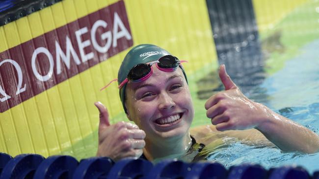 IMAGE DISTRIBUTED FOR LAPRESSE - Minna Atherton Australian swimmer at the ISL - International swimming league competition at LISD Aquatic Center on Saturday, Oct. 19, 2019, in Lewisville, TX, USA. For more information and downloadable content please visit: http://apmultimedianewsroom.com/multimedia-newsroom/partners/international-swimming-league (Marco Alpozzi/LaPresse via AP Images)