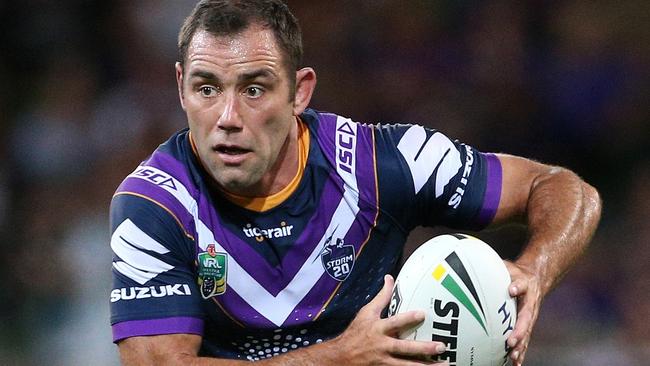 The craftiness of Cameron Smith earned the Storm an early penalty against the Wests Tigers on Saturday. Photo: Hamish Blair
