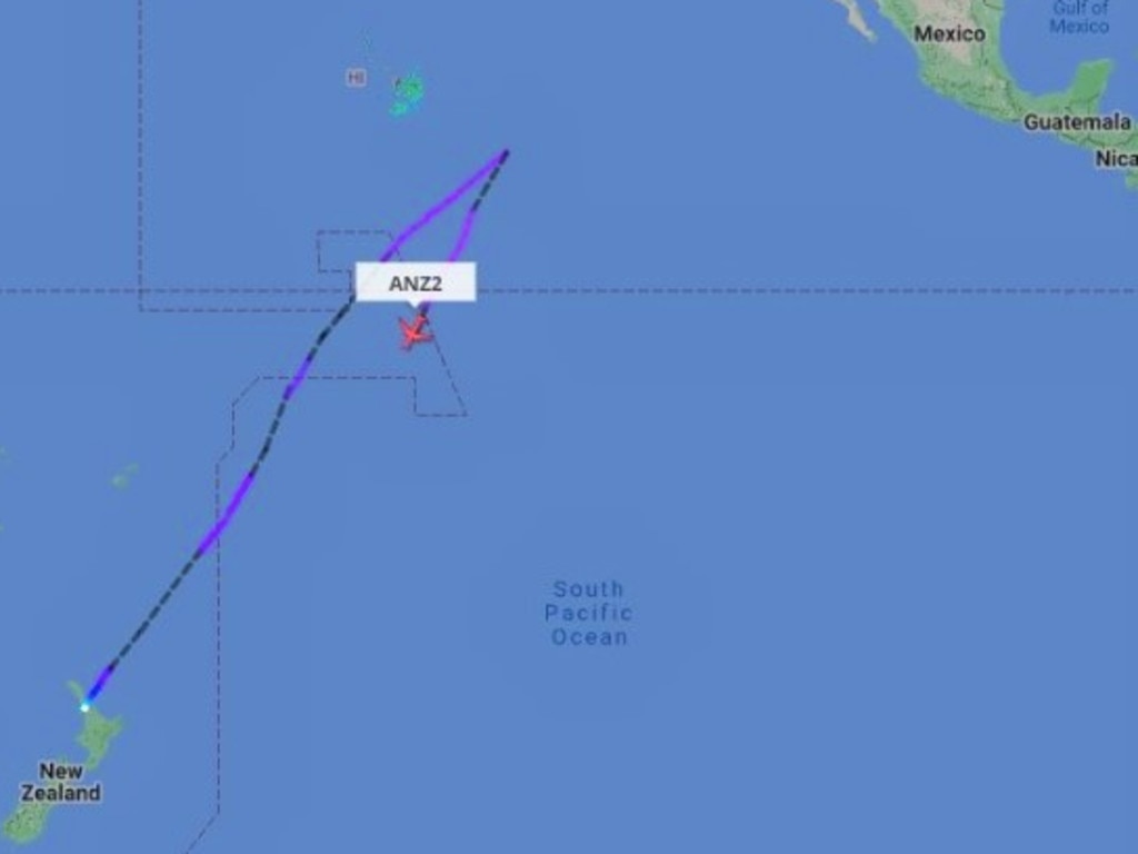 An Air New Zealand flight diverted after eight hours back to Auckland. Picture: FlightRadar24