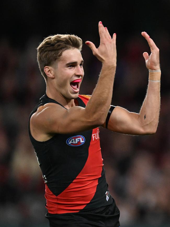 Matt Guelfi may never remove the finger nail polish. Photo by Daniel Pockett/AFL Photos/via Getty Images.