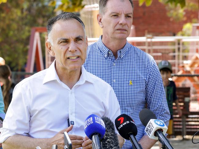 Victorian Liberal Party leader John Pesutto addresses the media on Saturday. Picture: Ian Currie