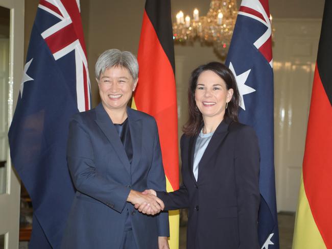 ADELAIDE, AUSTRALIA - NewsWire Photos May 3 2024: At Government house  Australian Foreign Minister, Penny Wong with German  Foreign Minister Annalena Baerbock. Picture: NCA NewsWire / Dean Martin