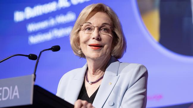 ABC chair Ita Buttrose delivering a keynote address at the Women in Media national conference in Sydney. , , Photo credit: Emma Brasier/Women in Media