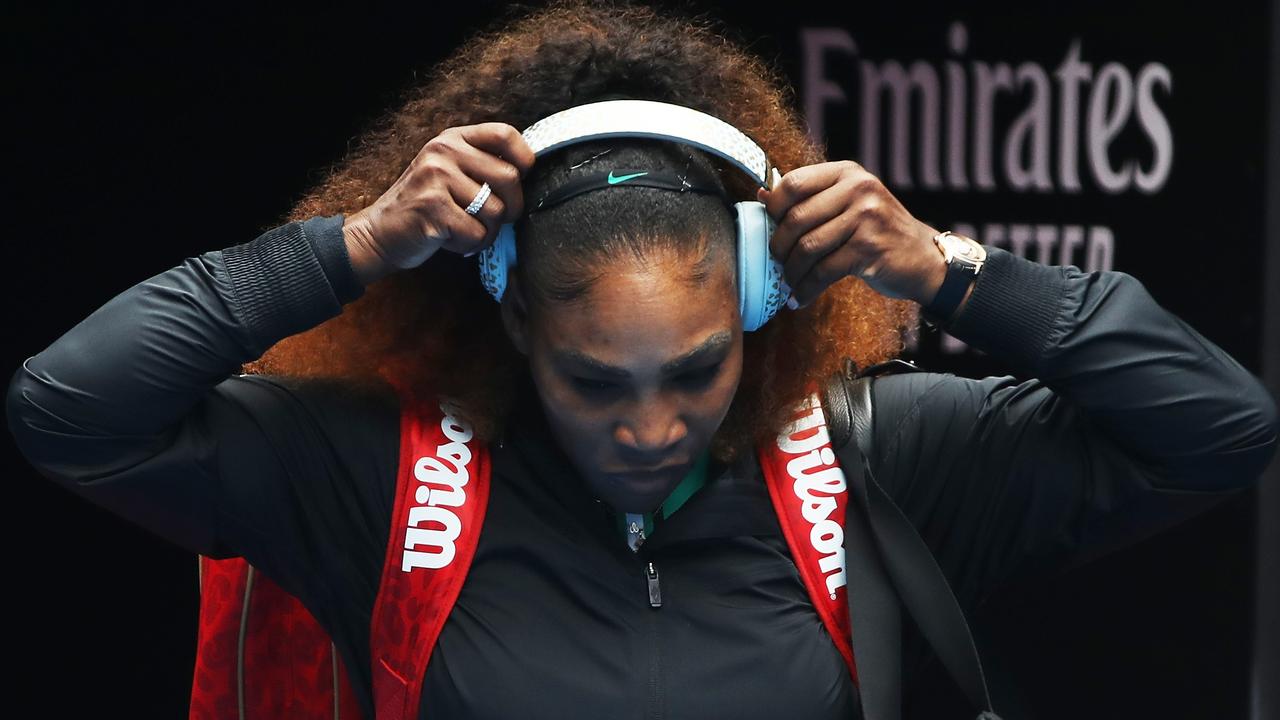 Serena Williams enters Rod Laver Arena on Tuesday.