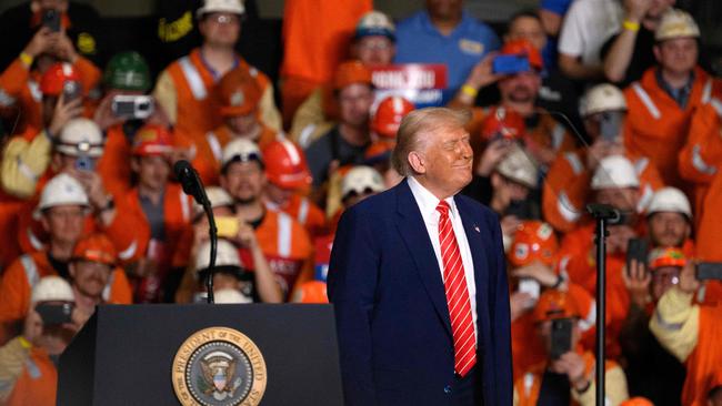 President Donald Trump speaks to supporters during a rally at the US Steel-Irvin Works.