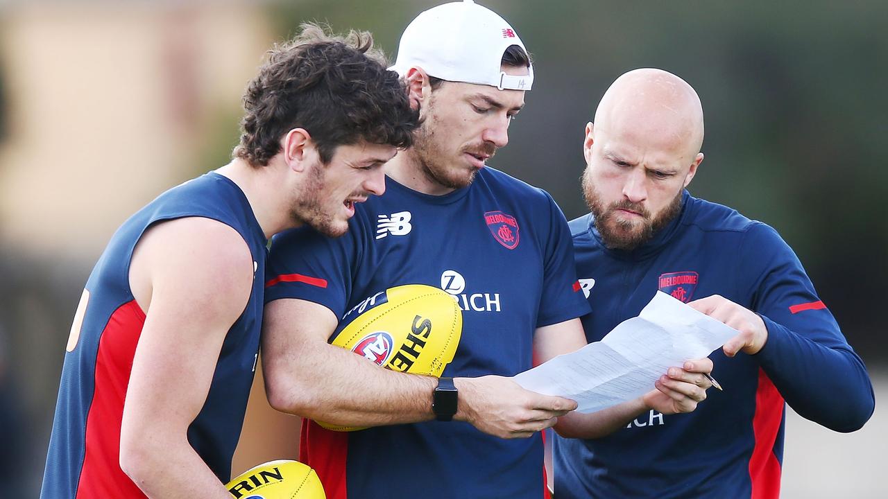 Demons Angus Brayshaw, Michael Hibberd and Nathan Jones talk tactics.