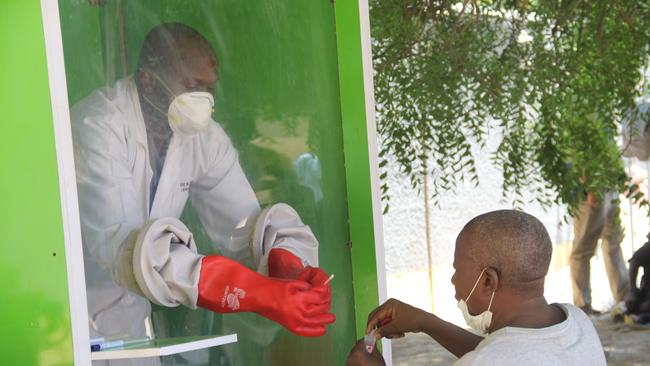 A man has a test for COVID-19 at the University of Maiduguri Teaching Hospital in Nigeria. Picture: AFP