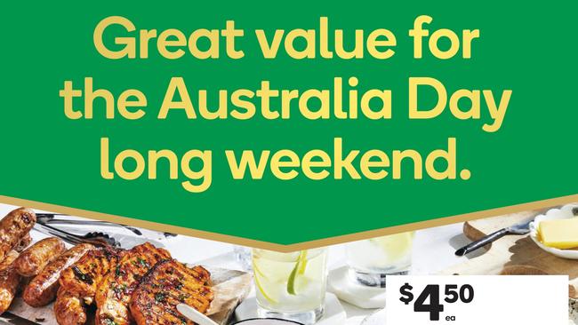 Woolworths ad for Australia Day specials after announcing they will no longer sell the holiday-themed merchandise.