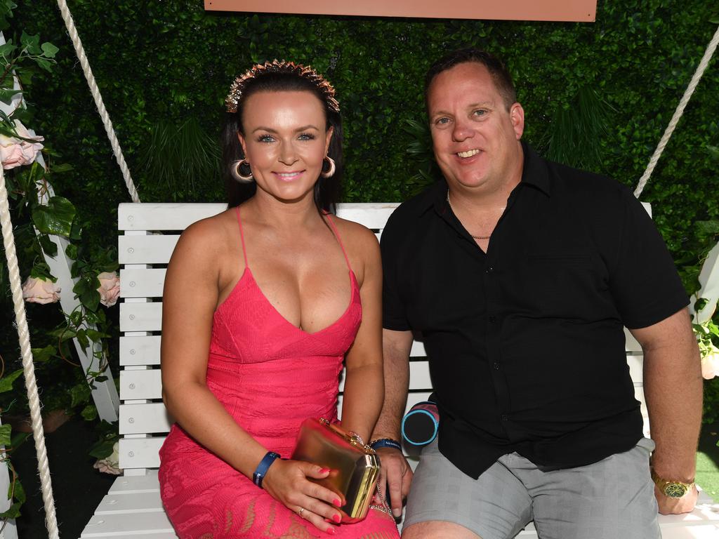 Lisa and Wesley Chimdt enjoy the 2019 Darwin Cup. Picture: KATRINA BRIDGEFORD