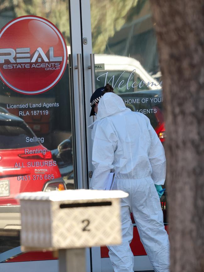 Police at the scene of a stabbing in Plympton. Picture: Russell Millard