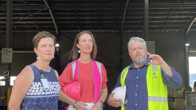 Director Cairns Infrastructure and Assets, Mark Wurth briefs Mayor Amy Eden and Director of Tropical Public Health Services Dr Jacqueline Murdoch at the Portsmith transfer station site. Photo: Dylan Nicholson