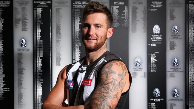 MELBOURNE, AUSTRALIA - OCTOBER 20: Jeremy Howe poses during a Collingwood Magpies AFL press conference at Holden Centre on October 20, 2015 in Melbourne, Australia. (Photo by Quinn Rooney/Getty Images)