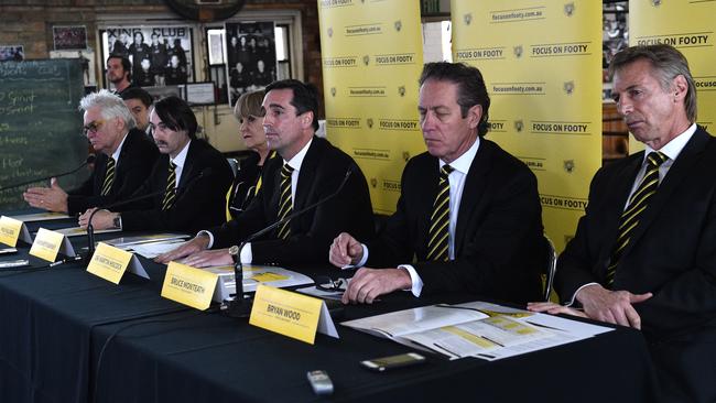 The “Focus on Footy” team announce their challenge to the Richmond board.