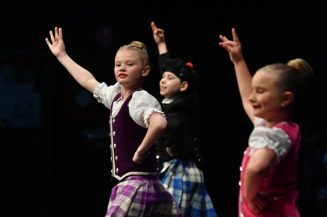 73rd Annual Townsville Eisteddfod at the the Townsville Civic Theatre. Highland Dancing. Nicola Lane, Eamon O'Farrell and Karalee Davis. Picture: Evan Morgan