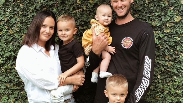 Raef Schmidt with his family, mum Gemma, dad Brendan, brother Karson and sister Romy.