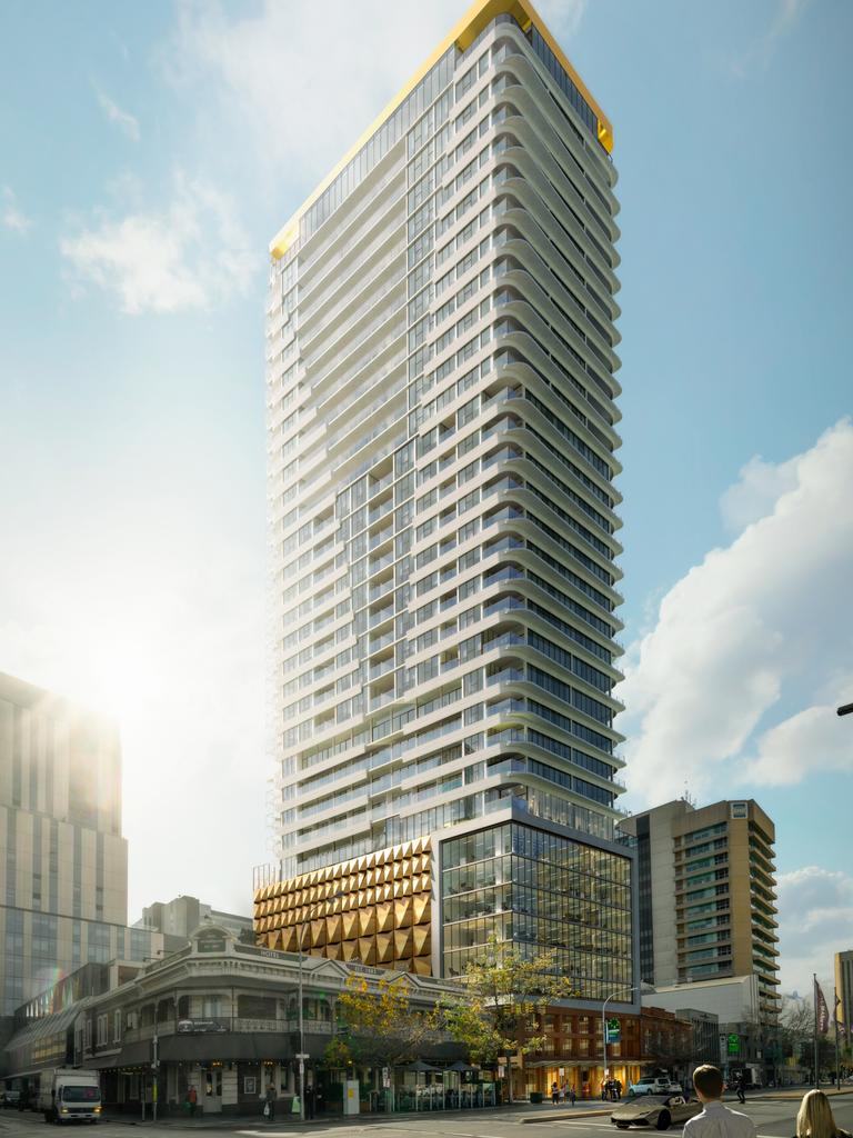 Artist impression of $200m Victoria Tower apartment development on Grote St. Picture: Auta Group