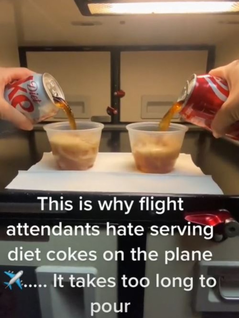 Flight attendants hate serving the soft drink because … Picture: TikTok/ariel.cisneros1