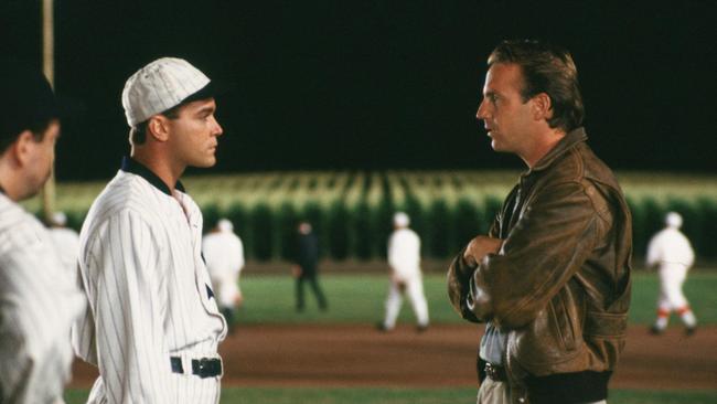 Ray Liotta (left) starred alongside Kevin Costner (right) as ‘Shoeless’ Joe Jackson in <i>Field of Dreams</i>. Picture: Supplied.