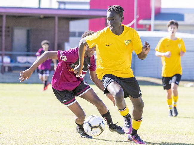 Isaac Moses in the Queensland Schools Premier League Football match between Marsden and Corinda at Darra, Thursday, July 30, 2020 - Picture: Richard Walker