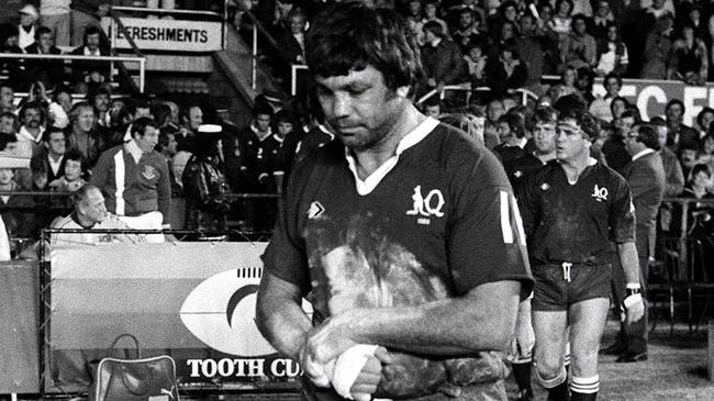 08/07/1980. Artie (Arthur) Beetson. Queensland v NSW. State of Origin. Lang Park. Rugby league.