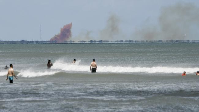 A cloud of smoke rises over Cape Canaveral. Pic: AP