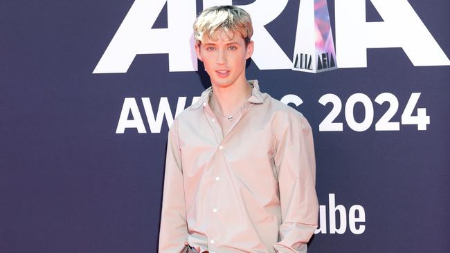 SYDNEY, AUSTRALIA - NewsWire Photos - 20 NOVEMBER, 2024:Troye Sivanis pictured as they arrive on the red carpet for the 2024 ARIA Awards at Sydney's Hordern Pavilion. Picture: NewsWire / Christian Gilles