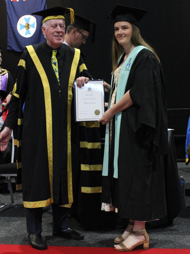 Katie Hayllor graduated with a Bachelor of Nursing at the CQUniversity graduation ceremony in Bundaberg on December 14, 2023.