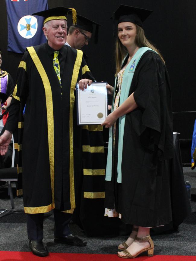 Katie Hayllor graduated with a Bachelor of Nursing at the CQUniversity graduation ceremony in Bundaberg on December 14, 2023.