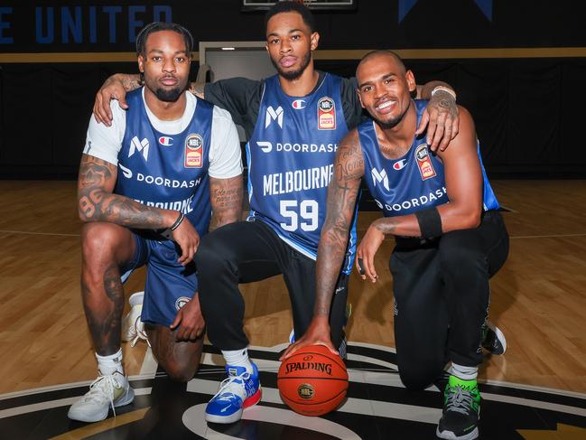 New men on the block Jordan Caroline, Rayjon Tucker and Xavier Rathan-Mayes. Picture: Brendan Beckett