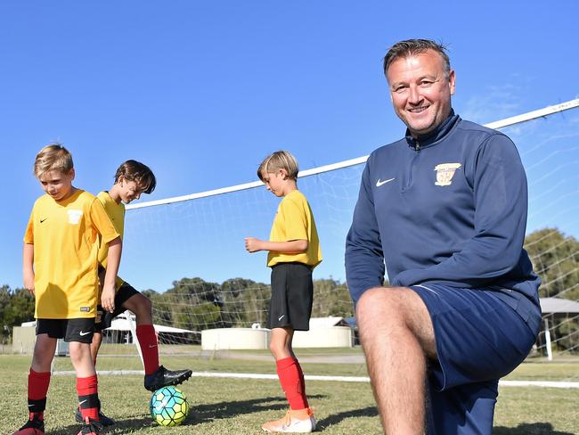 Sunshine Coast Fire /Sunshine Coast Sports Club are 8 weeks into their new full-time football academy for kids. Its garnered the attention of Netflix who are filming a doco series on them. Pictured, Jett Ford, Cooper Renzulli, Melvyn Wilkes, Daniel Dawes and Bodi Ahfock. Photo Patrick Woods / Sunshine Coast Daily.