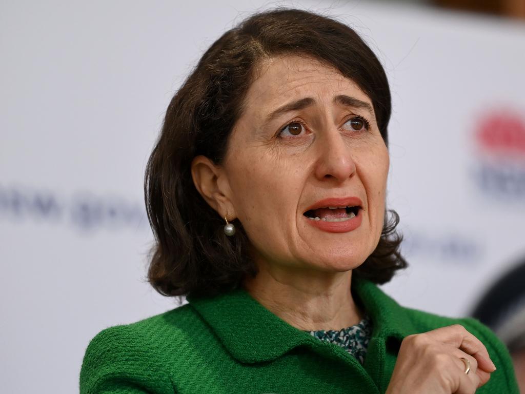 NSW Premier Gladys Berejiklian speaks to the media during a COVID-19 press conference in Sydney.