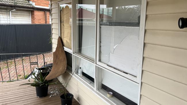 Smashed glass at the Altona North home after the incident. Picture: Supplied