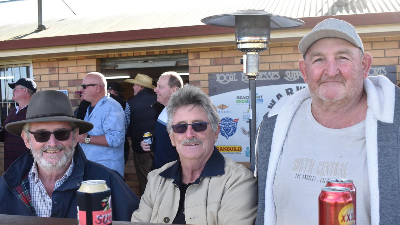 Wayne Sugden, Guy Sugden, and Rod Neal at the Warwick Water Rats reunion round on July 10, 2021.